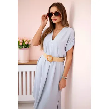 Dámské šaty Kesi Włoski Šaty s ozdobným páskem šedý Kesi Włoski šedá 3278122