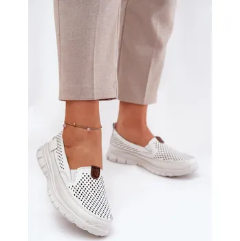 Dámské baleríny Děrované Baletky Z Přírodní Kůže Vinceza VINCEZA šedá 3284484