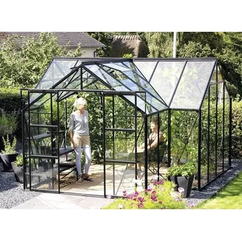 Skleník Skleník Vitavia Sirius skleněný 3 mm 383 x 383 cm černý vč. základového rámu