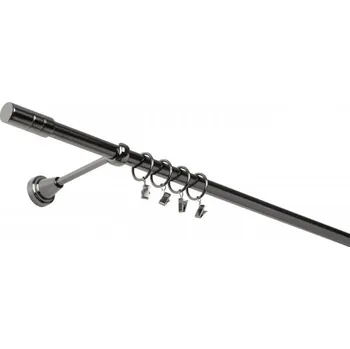 Garnýž Ø 16 ONYX jednotyč komplet-VÁLEC- výprodej za sníženou cenu Barva: ONYX, Délka: 240 cm, typ kroužků: kroužky se žabkami