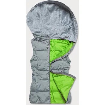 Dámská vesta Šedo-limetková dámská vesta s látkovou kapucí (DW-21604) odstíny šedé XL (42)