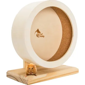 PetBuddy šikmá plošina, běhací disk pro křečky, 22 cm, borové dřevo/korek