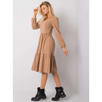 Dámské šaty Dress-RV-SK-5832.18X-camel RUE PARIS hnědá 3291254