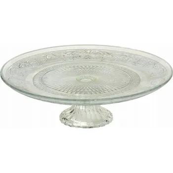 Talíř Boltze Skleněný talíř na zdobeném podstavci, RELIÉF, O 25 cm