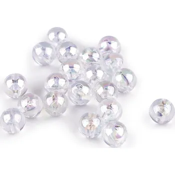 Plastové korálky s AB efektem Ø10 mm Varianta: 1 transparent, Balení: 10 g