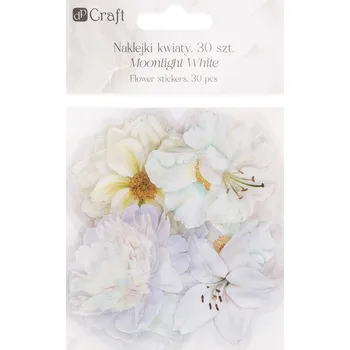 samolepka DP Craft Samolepky s květinami Měsíní bílé 30ks, PVC