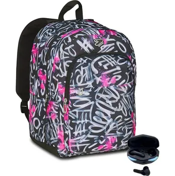Školní batoh Oxybag Studentský batoh Seven JET BLACK PRO XXL + sluchátka