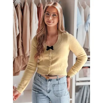 Dámské oblečení Krátký dámský svetr s mašlí LAMURE DStreet krémová 3283625