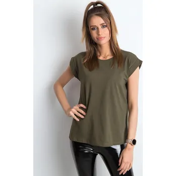 Dámské oblečení T-shirt-RV-TS-4833.36P-khaki BASIC Feel Good kaki 3290628