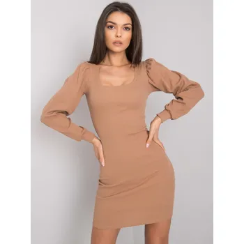Dámské šaty Dress-RV-SK-7280.34X-camel RUE PARIS hnědá 3293023