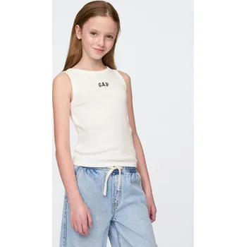 GAP Dětské žebrované tílko s logem - Holky GAP bílá 3332868