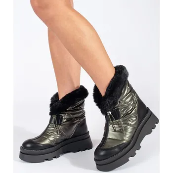 Dívčí sněhule Výborné zelené dámské sněhule platforma 36