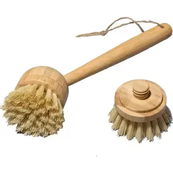 Kartáč na nádobí Bambusový kartáč na nádobí se sisalovými štětinami a výměnnou hlavicí COCO