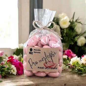 Nutworld.cz Ořechy v celofánu - Mandle v jahodovém jogurtu 200g PRO PANÍ UČITELKU