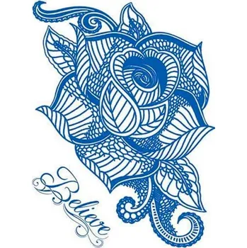 Odstranitelné tetování Delftská modrá růže - dočasné tetování