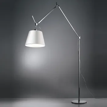 Stojací lampa Artemide Designová stojací lampa Tolomeo Mega, 1xE27, hliník, s vypínačem Materiál stínidla: Černá textilie, Průměr stínidla: 32 cm