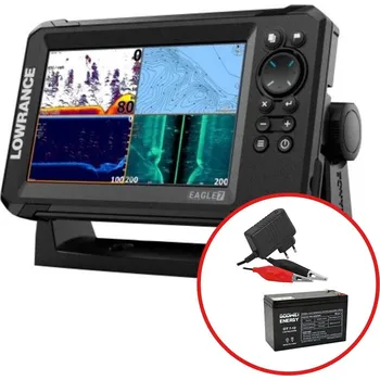 Echolot Lowrance - Sonar EAGLE 7 se sondou 50/200 HDI + baterie 12V/7Ah + nabíječka 0,75A/6/12V