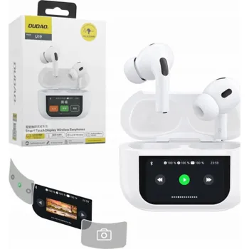 Sluchátka Dudao Bezdrátová sluchátka U19 do uší TWS Bluetooth 5.3 s LED displejem - bílá