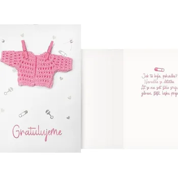 Přání k narození miminka růžový svetřík