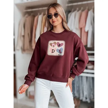 Dámská mikina Dámská oversize mikina srdce MADELIN bordó DStreet šedá 3330639
