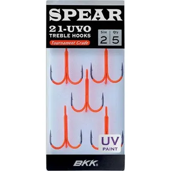 Rybářský háček BKK HOOKS BKK Trojháčky Freshwater Fishing Orange UV Coated Treble Lure Hook SPEAR-21 UVO VELIKOST: 6, Balení: 6