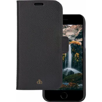 Pouzdro na mobilní telefon dbramante New York - iPhone SE/8/7 - nočně černá - celozrnný kožený kryt s pebble printem