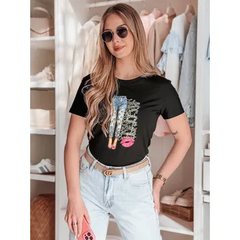 Dámské tričko Dámské triko s potiskem TRENDAY černé DStreet černá 3279781