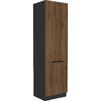 Obývací stěna Skříňka na vestavnou chladničku, ořech okapi/černá, MENZO 60 LO-210 2F