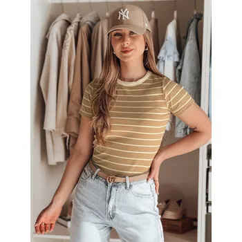 Dámské tričko Dámské pruhované triko LINESS DStreet hnědá 3279782