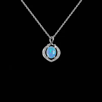 Náhrdelník Elegantní náhrdelník Luna z chirurgické oceli s opálem a čirými krystaly č. 1647