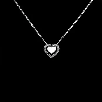 Náhrdelník Jemný náhrdelník se dvojitým srdíčkem a krystaly z oceli č. 1602