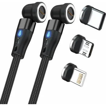 Datový kabel Realpower USB kabel Magnetický kabel RealPower, 1 m, 2x magnetický, černý s adaptérem