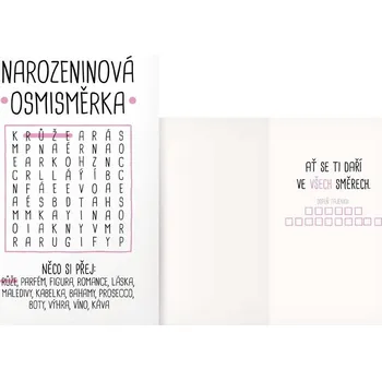 Přání humorné Narozeninová osmisměrka růžová