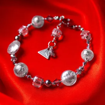 Náramek Lampglas Náramek Silver Mother of Pearl s ryzím stříbrem v perlách Lampglas Zvolte styl náramku: Jemnější vzhled