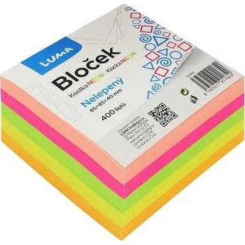 Samolepící bloček Bloček KOSTKA barevná NEON 85 x 85 x 40mm nelepená LUMA