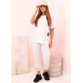 Kesi Włoski Dámská máslová souprava s krátkým rukávem a kalhotami béžový Kesi Włoski bílá 3288027