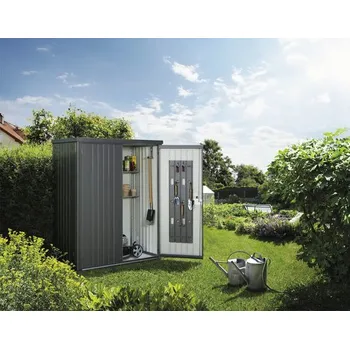 Zahradní úložný box Zahradní skříň na nářadí Biohort 150 plechová 155 x 83 x 182,5 cm tmavě šedá metalická