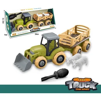 autíčko Traktor s přívěsem a zvířaty šroubovací 25 cm