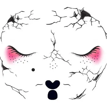 Odstranitelné tetování Rozbitá porcelánová panenka - halloweenské nalepovací tetování na obličej