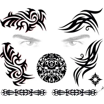 Odstranitelné tetování Sada tribal tetovaček na obličej pro muže