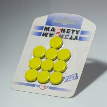 Dekorativní magnet Magsy Balený barevný magnet kulatý pr.20x5 žlutý