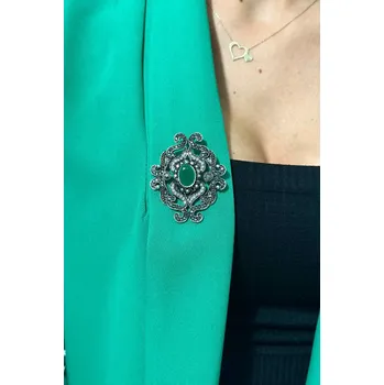 Dámská halenka Brož XZ459-107 stříbrná + zelená UNI