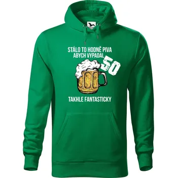 Pánská mikina Pánská mikina s potiskem Hodně piva Velikost (muž): 3XL, Vyberte barvu: Středně zelená