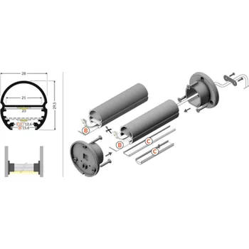 LED lišta TopLux OVAL-MAX stříbrný profil elox - světelná šatní tyč na ramínka 2m (metráž) 3209015120