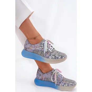 Dámské polobotky Dámské Kožené Polobotky Sneaker na Platformě Maciejka Maciejka šedá 3285490