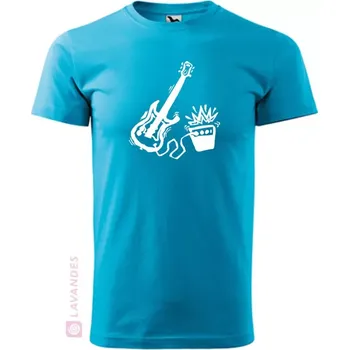 Kytara, pánské, tyrkys, XS (Pánské tričko s kytarou)