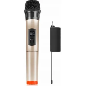 Mikrofon Puluz Bezdrátový dynamický studiový mikrofon 30m UHF + přijímač 3,5 mm / Pu628b / Zlatý