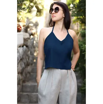 Lotika Lněný top Lotika se zavazováním kolem krku 1110010