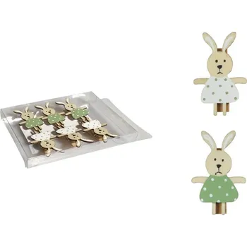 Velikonoční dekorace MFP kolíčky zajíci 6ks/4,5cm dřevo 2221607