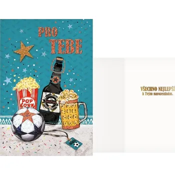 Přání Pro tebe s fotbalovým míčem, popcornem